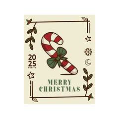 Christmas Card Design Template with Decorative. Elegant Christmas Greeting Card Concept with Ornate Frame.