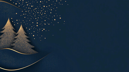 minimalistic golden Christmas tree design on  solid color background