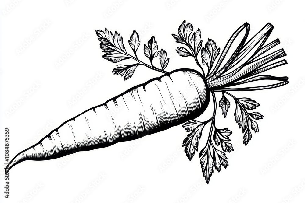Aufkleber simple line drawing of a carrot with a clean design, capturing the essence of a vegetable in minimal
