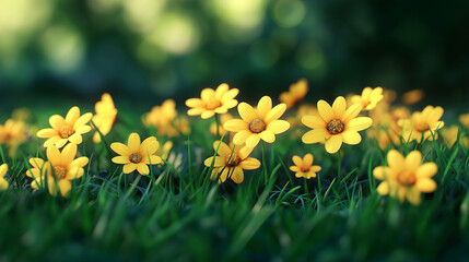 Obraz premium Golden sea of ​​flowers under the sun