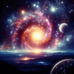 Galaxy Background A dark blue background with stars planets and