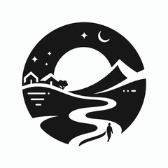 illustration of a silhouette of a person on the beach