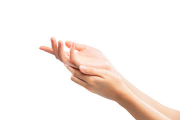 woman hand applying cosmetic cream on her finger on background.