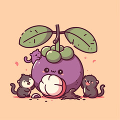 illustration of mangosteen fruit