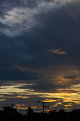 Beautiful sunset sky with clouds in the evening. Colorful sky.