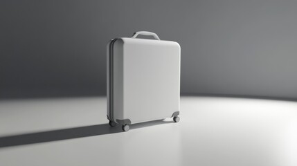 White suitcase on a white background with shadow.