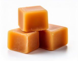 Block of palm sugar isolated on white background