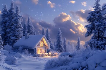 Mountain village in winter