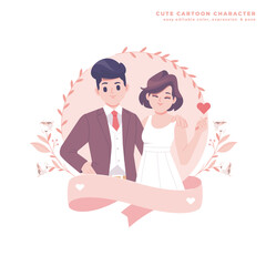 wedding couple cute cartoon character