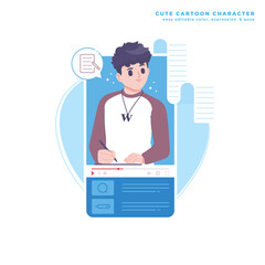 copywriter concept cute cartoon illustration