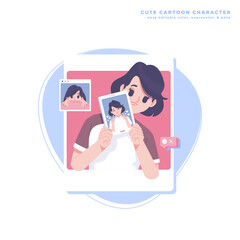 Fototapeta premium insecurity issues girl cartoon character