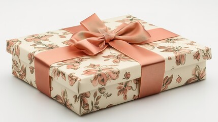 beautifully wrapped gift box on a white background, featuring vibrant ribbon and elegant detailing for a luxurious feel