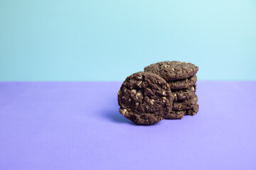 pile of cereal biscuits on a colored background