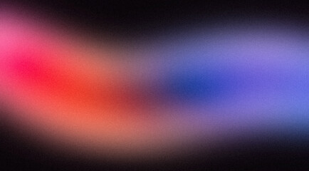 Pink red blue purple dark abstract glowing color wave grainy background. Smooth color flow noisy gradient, vibrant colors, glowing, bright, shine, noise texture backdrop design