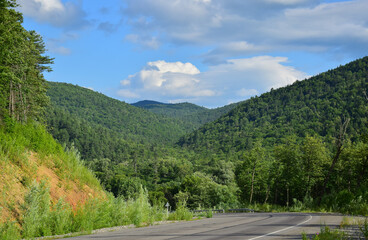 A road among the green mountains.