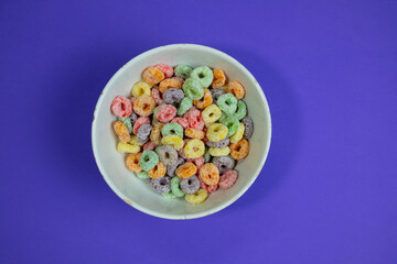 Bowl of colorful cereal