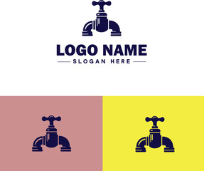 Obraz premium Plumbing icon Pipe symbol Plumbing emblem Waterworks icon flat logo sign symbol editable vector