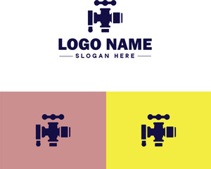 Plumbing icon Pipe symbol Plumbing emblem Waterworks icon flat logo sign symbol editable vector