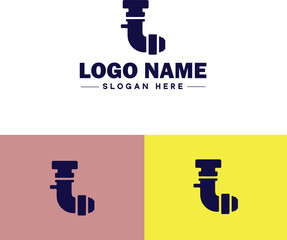 Plumbing icon Pipe symbol Plumbing emblem Waterworks icon flat logo sign symbol editable vector