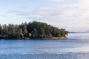 Scenic View of Gulf Islands BC Canada Forest and Ocean Landscape