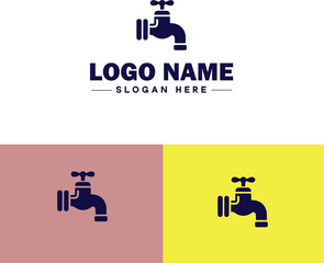 Plumbing icon Pipe symbol Plumbing emblem Waterworks icon flat logo sign symbol editable vector