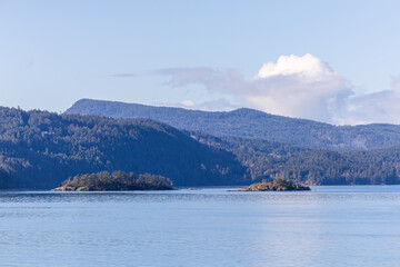 Serene View of Gulf Islands in BC Canada Surrounded by Water