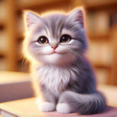 Smiling Kitten on a Christmas Book 4