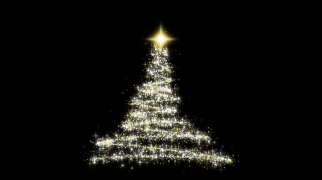 christmas tree particle zig zag path with gold yellow color