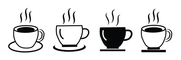 Coffee cup icons. Hot beverage cup vector icon. Tea or coffee cup icons. Mocha symbol or logo.