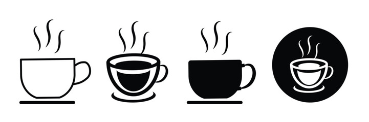 Coffee cup icons. Hot beverage cup vector icon. Tea or coffee cup icons. Mocha symbol or logo.