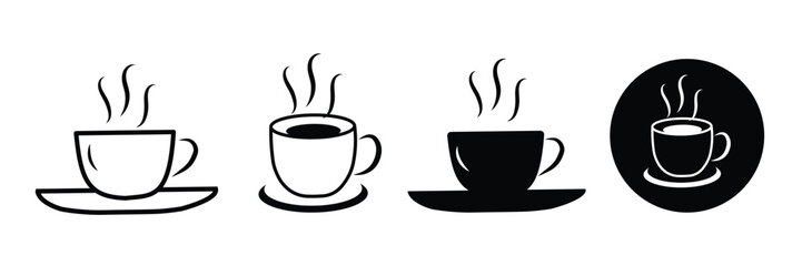 Coffee cup icons. Hot beverage cup vector icon. Tea or coffee cup icons. Mocha symbol or logo.
