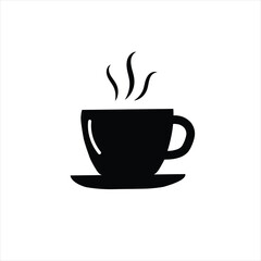 Cup of coffee silhouette icon, tea cup logo or symbols. Cup outline pictogram vector illustration silhouette image template.