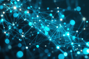 Fototapeta premium Abstract Digital Network Structure with Glowing Blue and Red Nodes