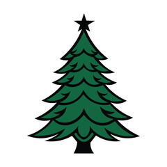 Christmas tree vector art illustration isolated on white background.