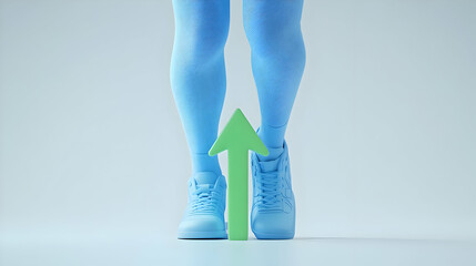 3D Illustration of Legs with Green Arrow Up