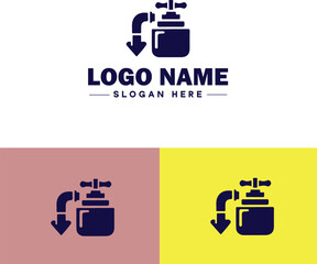 Plumbing icon Pipe symbol Plumbing emblem Waterworks icon flat logo sign symbol editable vector