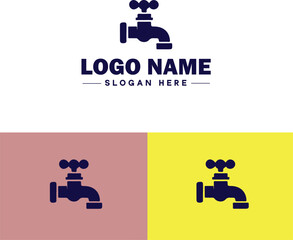 Plumbing icon Pipe symbol Plumbing emblem Waterworks icon flat logo sign symbol editable vector