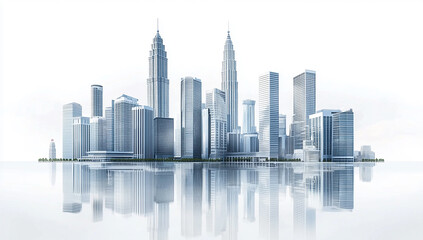 Obraz premium 3d rendering of city skyline with kuala lumpur buildings. White background