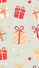 Cute creative pattern made with gift boxes. Christmas holidays, collage style