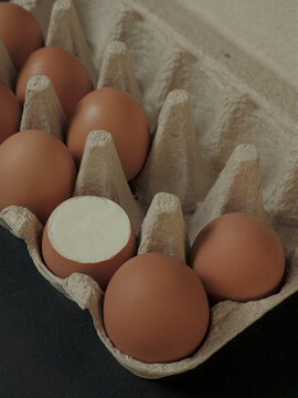 eggs in a cardboard container