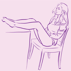 silhouette of a sexy woman sitting vector for illustration card decoration