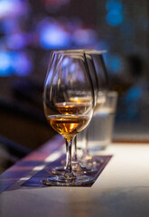 Wine tasting meeting scene goblet close-up