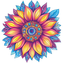 modern 2D doodle cartoon flower concept with open space for text, featuring whimsical floral and leafy elements on crisp white backgrounds.