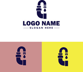 Plumbing icon Pipe symbol Plumbing emblem Waterworks icon flat logo sign symbol editable vector