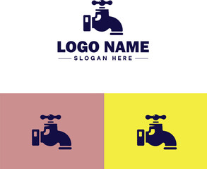 Plumbing icon Pipe symbol Plumbing emblem Waterworks icon flat logo sign symbol editable vector