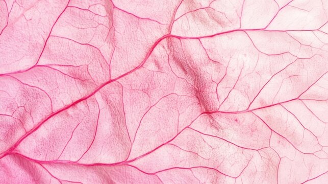 Close-up of a pink leaf with visible veins.