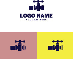 Plumbing icon Pipe symbol Plumbing emblem Waterworks icon flat logo sign symbol editable vector