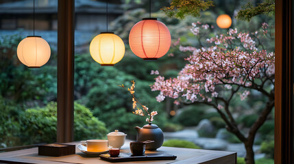 Japanese food, sushi or noodles, as well as desserts and drinks in the style and culture of Japan.
