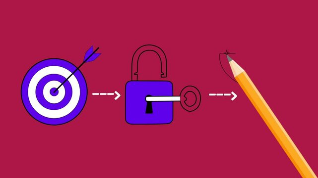 Focus Can Be the Key to Achieving Success. Animated Infographic Footage Visualizing. Suitable for videos and screen displays.