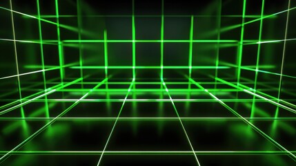 3D Digital Floor Plan with Floating Green Rectangles - Immersive Virtual Space